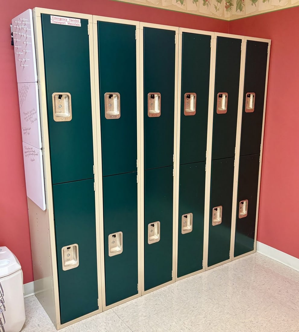 Lyon Twelve-Compartment Double-Tier Metal Storage Lockers (1 of 8)