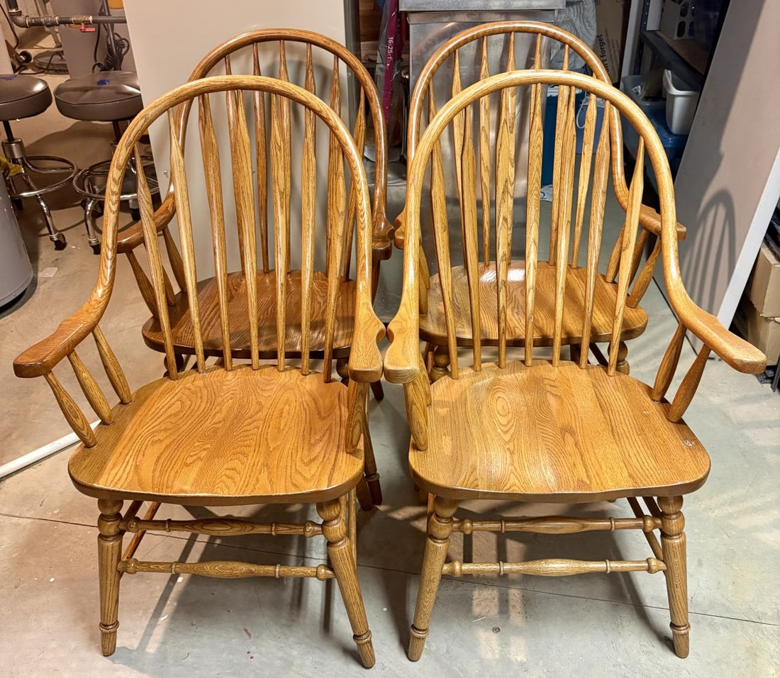 A Set of Oak Windsor Style Armchairs (1 of 9)