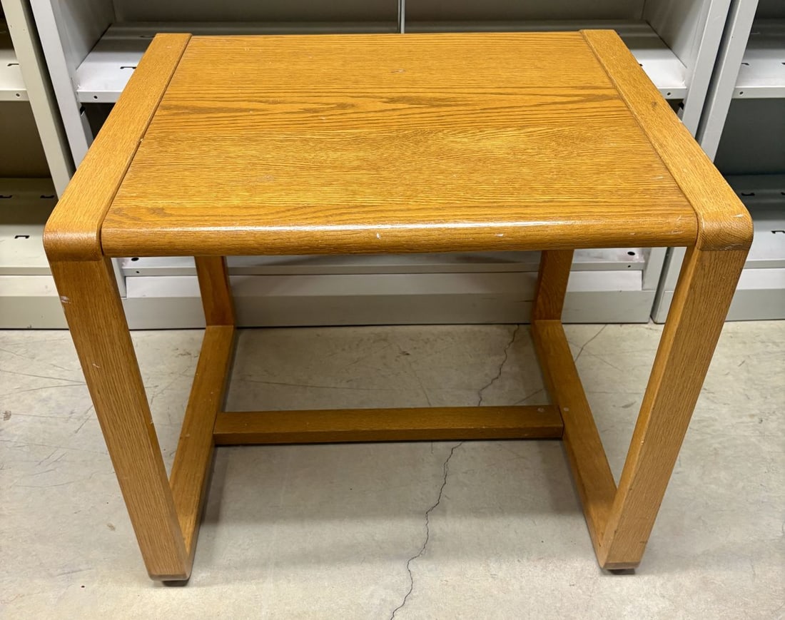 A Mid-Century Modern Style Oak Sled Base Side Table (1 of 4)