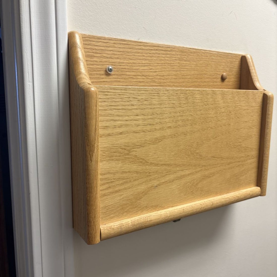 Solid Oak Wall Mounted Single Pocket Document Holder - 2