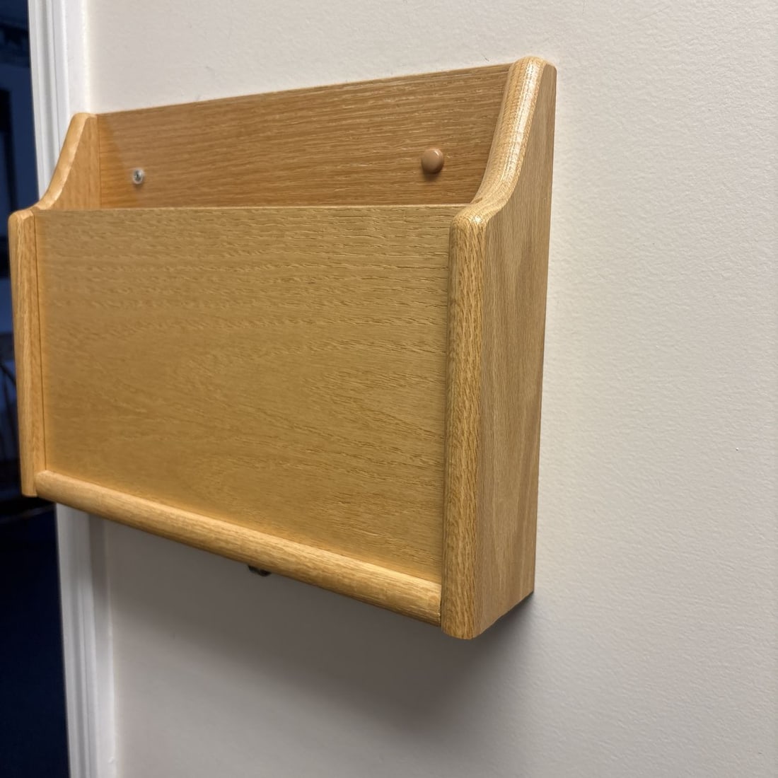 Solid Oak Wall Mounted Single Pocket Document Holder - 3