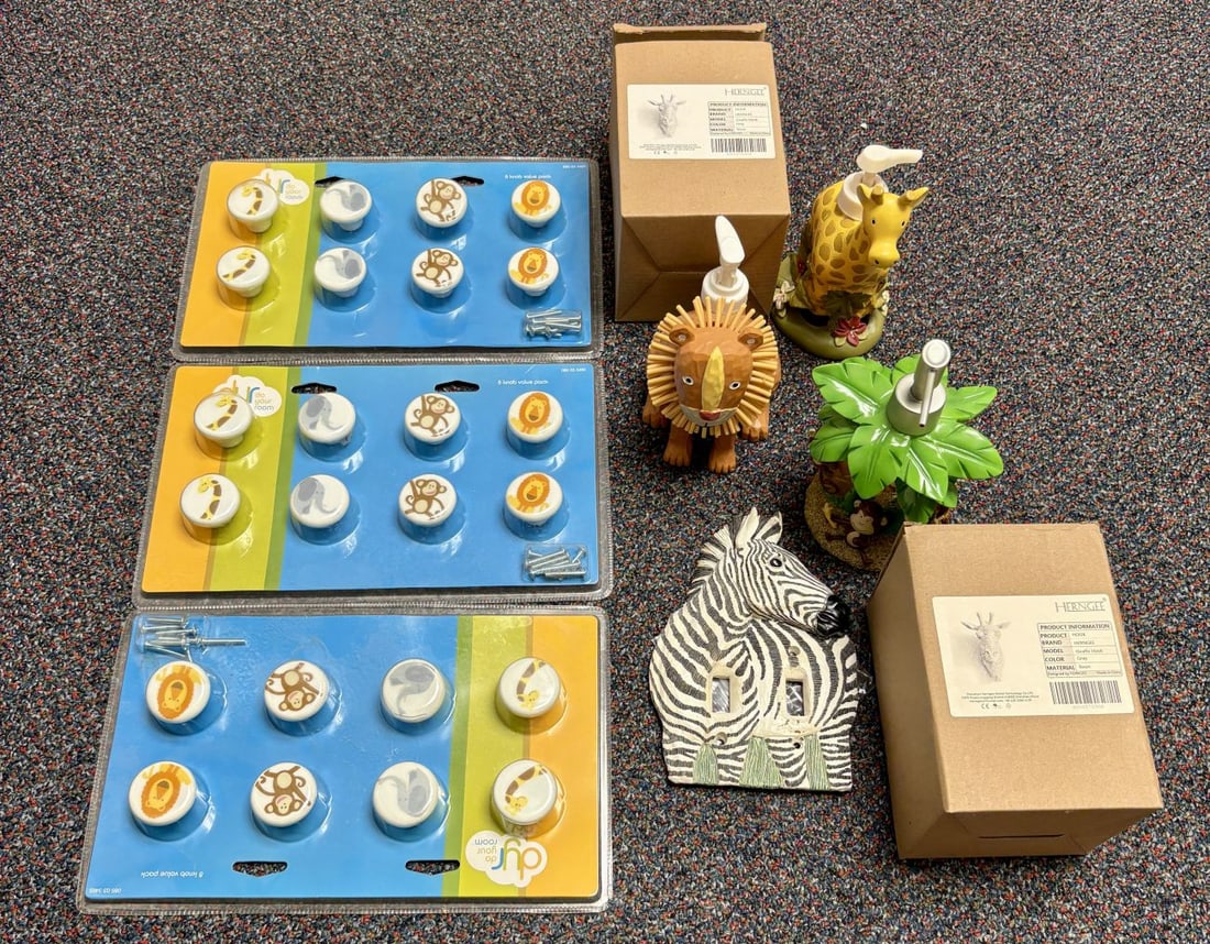 A Collection of Safari Animal Themed Nursery Decor and Hardware Including dyr do your room and (1 of 4)