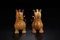 ANCIENT JADE BEAST ORNAMENT IN PAIR