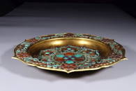 GILT BRONZE WITH CALAITE AND AMBER PLATE