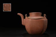 8 EDGED BRONZE HANDLE ZISHA TEAPOT