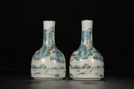 YONGZHENG MARK FAMILLE ROSE BELL ZUN VASE IN PAIR