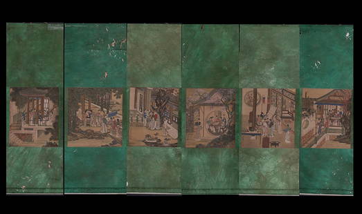 SHI'NV SIX-PIECE SCREEN IN SET BY LENG'MEI: Time: Qing Dynasty 17-19 Century / Length 15.16 in / Width 12.6 in