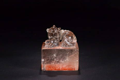 CRYSTAL TIAN'LU SQUARE SEAL: Time: Qing Dynasty 17-19 Century / Weight 1640g / Width 3.74 in / Height 4.33 in