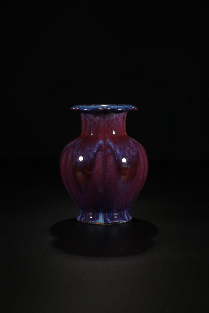 QIANLONG MARK FLAMED GLAZED VASE: Time: Qianlong Period 18 Century / Height 7.87 in / Belly-Diameter 6.1 in