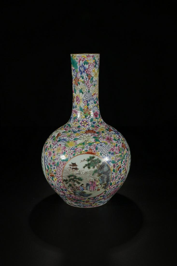 QIANLONG MARK FAMILLE ROSE BAI'HUA'BU'LUO'DI POETRY: Time: Qianlong Period 18 Century / Height 14.88 in / Belly-Diameter 9.45 in