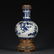 QIANLONG MARK CLOISONNE BLUE WHITE SAN'GUO BOTTLE VASE - 4