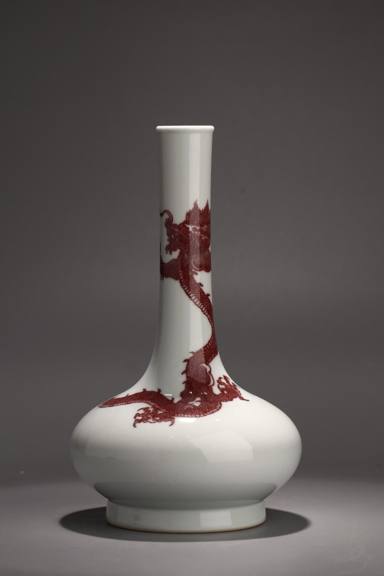 KANGXI MARK UNDERGLAZED RED DRAGON PATTERNING CHUFA: Time: Kangxi Period 17-18 Century / Diameter 5.91 in / Height 10.63 in