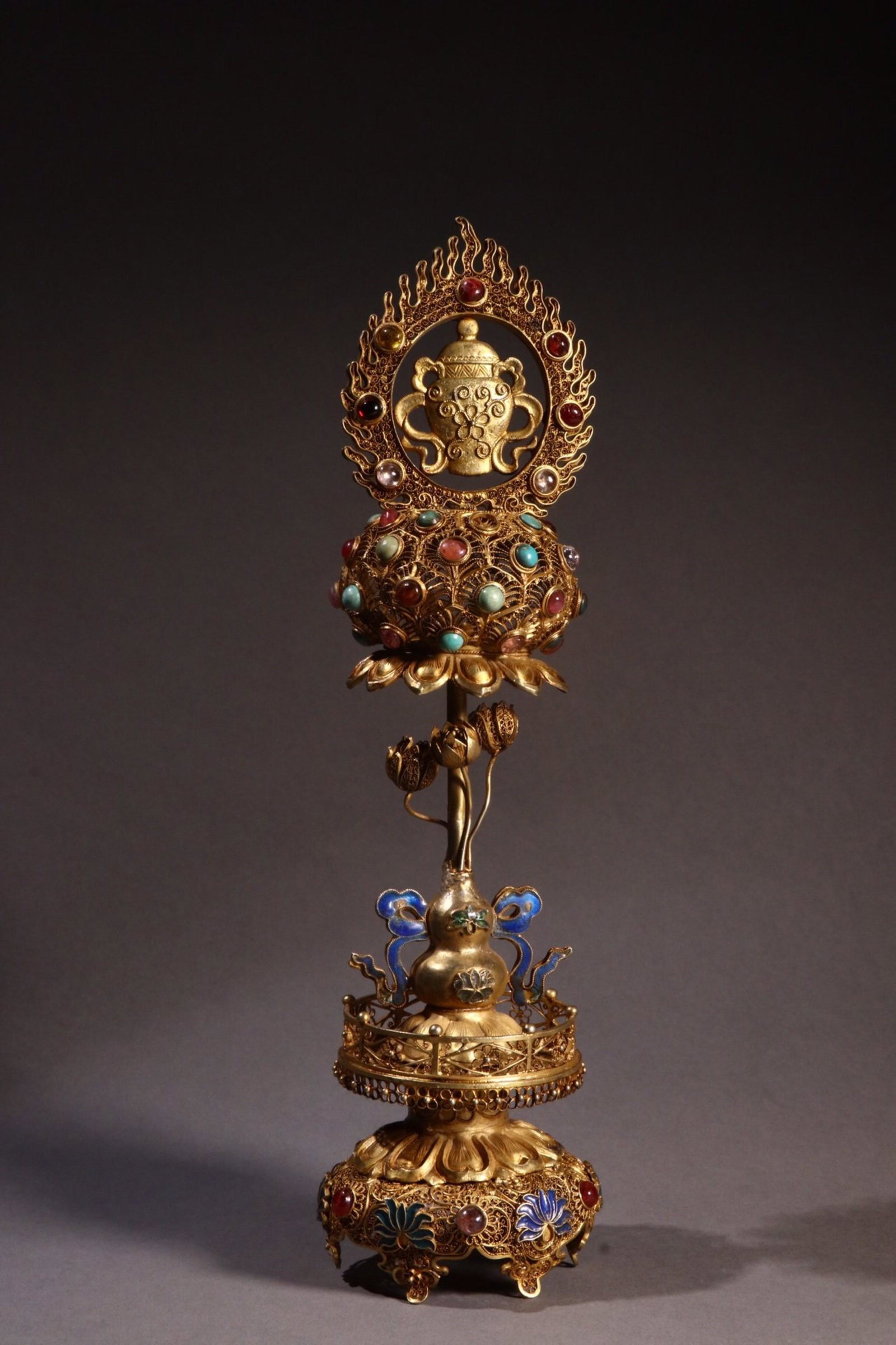 GILT SILVER BA'BAO FLIGREE GOLD-RIDEGD UTENSIL: Weight 348.3g / Diameter 2.87 in / Height 9.65 in