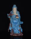 PEACOCK BLUE WINEBERRY GLAZED CARVING GUAN'GONG