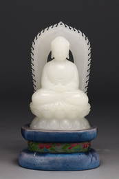 HETIAN JADE FIGURE OF SITTING SHAKYAMUNI