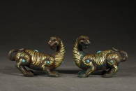 BRONZE MIXXED GOLD TIGER ORNAMENT IN PAIR