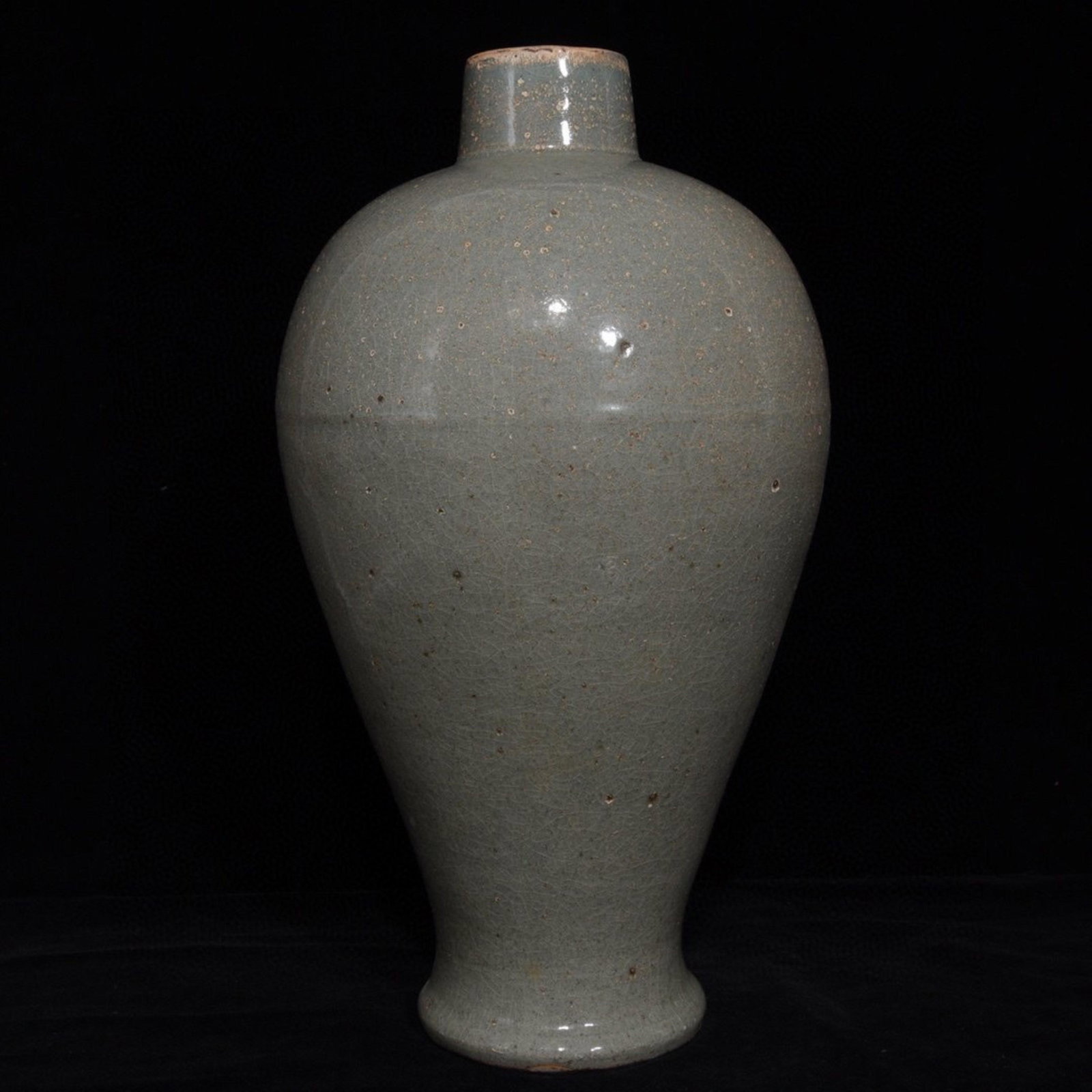 MISTY BLUE GLAZED PLUM VASE: Time: Ming Dynasty 14-17 Century / Dimension (1) 15.55 in / Dimension (2) 8.27 in