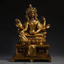GILT BRONZE SIX-ARMED GUAN'YIN ORNAMENT