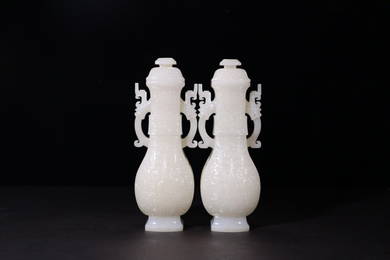 HETIAN WHITE JADE BOTTLE IN PAIR