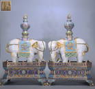 A PAIR OF QIANLONG MARK CLOISONE FIGURE OF ELEFANT