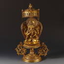 GILT BRONZE SIX-ARMED GUAN'YIN ORNAMENT