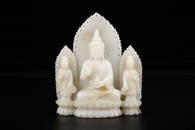 QING DYNASTY HETIAN JADE THREE DAINTS  BUDDHA