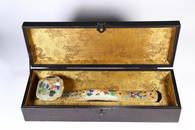 QIANLONG MARK HETIAN JADE EMBEDED GEMS GILT SILVER RUYI