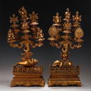 GILT BRONZE BA'BAO RITUAL TABLE IN PAIR