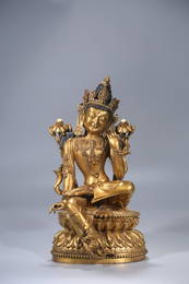 GILT BRONZE FIGURE OF GUANYIN