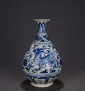 BLUE AND WHITE KIRIN PATTERN DECORATED VASE