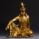 GILT BRONZE GUAN'YIN ORNAMENT