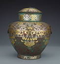 BRONZE MIXXED GOLD AND SILVER JAR
