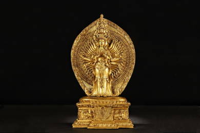 GILT BRONZE QIAN'SHOU'QIAN'YAN'GUAN'SHI'YIN BUDDHA