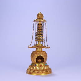 GILT SILVER DRAGON PATTERN PAGODA ORNAMENT