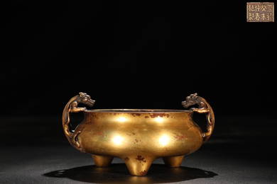 GILT BRONZE CHI DRAGON EAR FURNACE