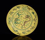 KANGXI MARK PLAIN TRICOLORED FLOWERS AND DOUBLE-DRAGON