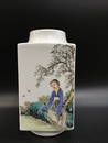 FAMILLE ROSE FIGURES PATTERN CONG-SHAPED BOTTLE