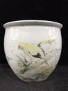 LIGHT REDDISH-PURPLE GLAZED FLOWERS AND BIRDS PATTERN