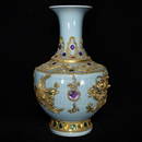 QIANLONG MARK BLUE GLAZED DRAGON AND PHOENIX PATTERN
