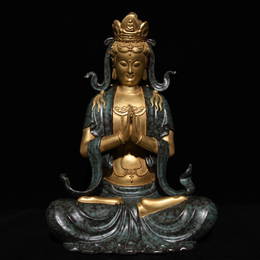 YONGZHENG MARK BRONZE-COLORED GILDLING GUAN'YIN