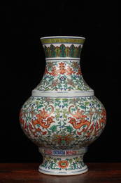 QIANLONG MARK BLUE WHITE DOUCAI PHOENIX TANGLED-BRANCH