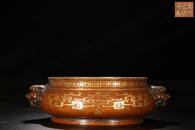 XUANDE MARK GILT BRONZE KUI'LONG'PENG'SHOU PATTERN