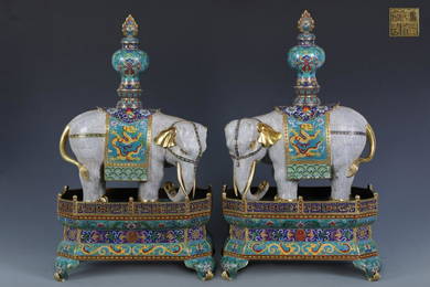 QIANLONG MARK BRONZE CLOISONNE TAI'PING'YOU'XIANG