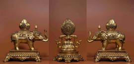 GILT BRONZE XIANG'BAO DHARMA-CAKRA