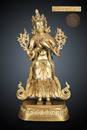 QIANLONG MARK GILT BRONZE MANJUIST STANDING ORNAMENT