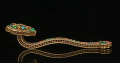 GILT SILVER EMBEDED GEMSTONE RUYI ORNAMENT