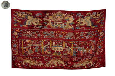 JIAQING EMBROIDERY FLOWERS AND FIGURES PATTERN HANGING
