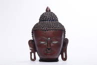 BRONZE EMBEDED SILVER SAKYAMUNI BUDDHA-HEAD ORNAMENT