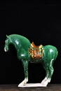 TANG DYNASTY TRICOLORE GREEN GLAZED HORSE ORNAMENT