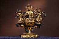 GILT BRONZE LIAN'HUA'SHAN'SAN'LIAN BUDDHA SITTING